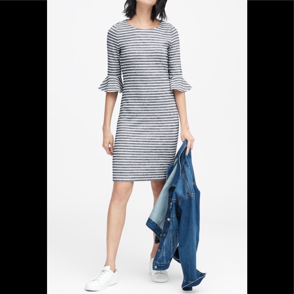 BR Striped flutter sleeve dress